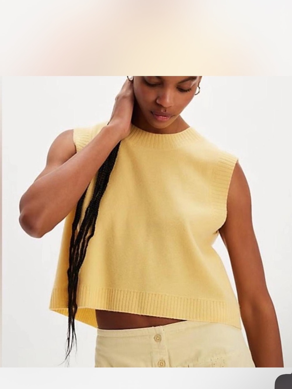 Free People Laurel Vest in Butter Yellow Wool/Cashmere Small